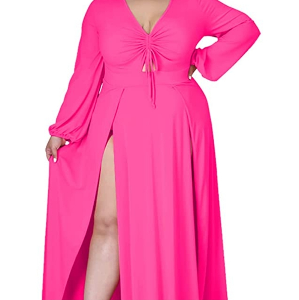 Hot Pink Maxi Dress with deep splits